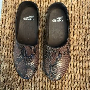 Dansko snake skin clogs